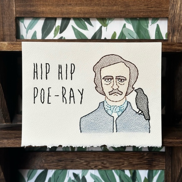 Hand-Embroidered Celebratory Card - Hip Hip Poe-ray - Picture 1 of 2